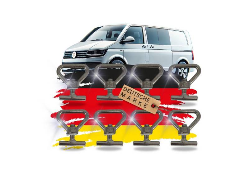 TronicXL Ladekantenschutz 8 Zurrösen Ladungssicherung Ösen für VW Bulli Bus T5 T6 T6.1 Multivan, Zubehör für VW Multivan T5, VW Multivan T6, VW Multivan T6.1, Schienenlast Sicherungsschrauben Transporter Schrauben von TronicXL