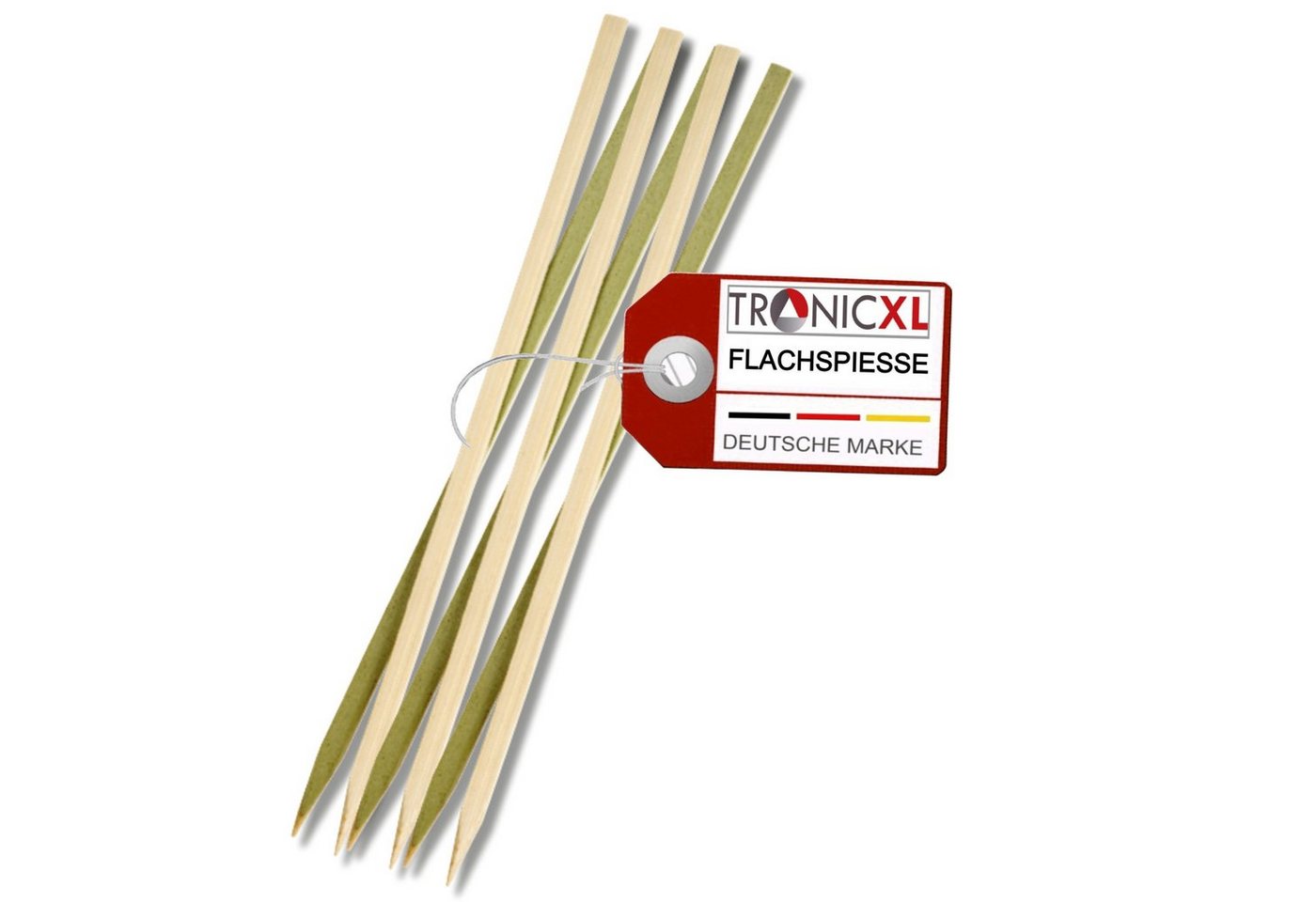 TronicXL Lagerfeuer-Grillspieß 100 x Flachspiesse Flache Bambusspieß Grillspieß Holzspieß Holz Spieße (100-St), Angespitzt von TronicXL
