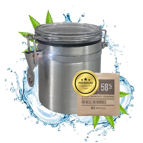TronicXL Premium Cannabis Aufbewahrung Aufbewahrungsdose 250ml luftdicht kompatibel mit Boveda + Pack 58% Größe 8 Grow Ernte Dose Behälter Vorratsdose Metall Container Stash Box von TronicXL