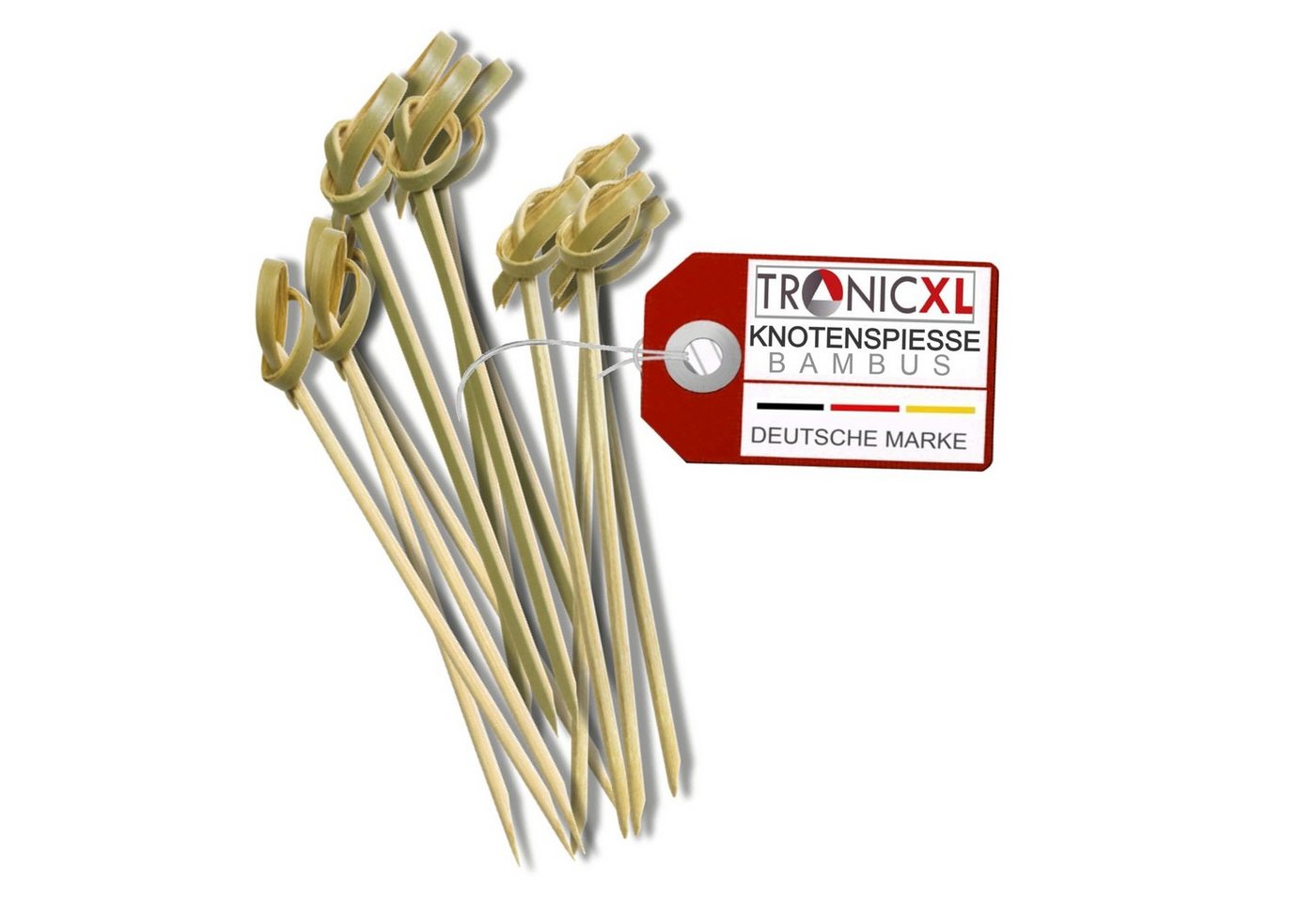 TronicXL Schaschlikspieße 500 x Knotenspieße 120mm Fingerfood Spieße Catering Bambus Grill Party (Set, 500-St), Knoten, Spitz, Stabil von TronicXL