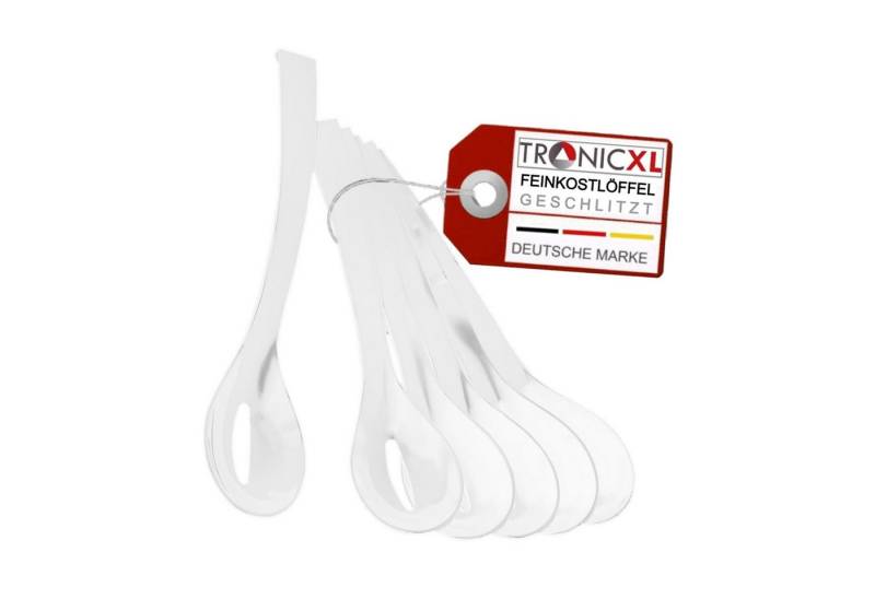 TronicXL Seihlöffel 6 Stück SAN Feinkostlöffel geschlitzt Löffel Feinkost Salatlöffel, spülmaschinengeeignet, SAN Kunststoff Schöpflöffel von TronicXL