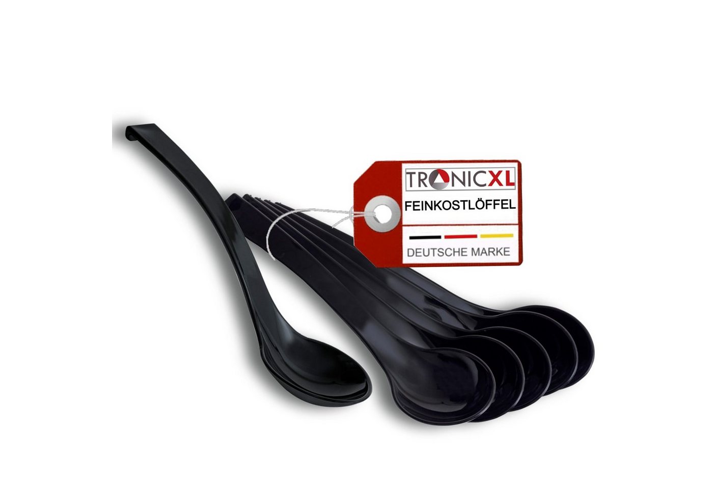 TronicXL Servierlöffel 6 Stück SAN Feinkostlöffel Löffel Servier Feinkost Salat Schöpflöffel, spülmaschinengeeignet SAN Kunststoff Salat Oliven Kapern von TronicXL