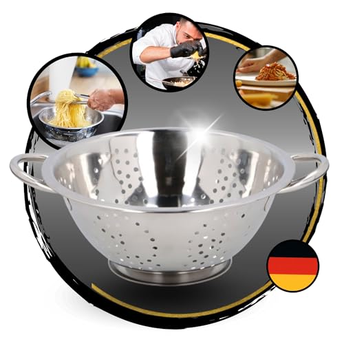 TronicXL Sieb Edelstahl Küchensieb Nudelsieb Abseiher Seiher Abtropfsieb Siebkorb Abseischüssel mit Griff und Standfunktion Ständer Standseiher Abseihschüssel Schüssel von TronicXL