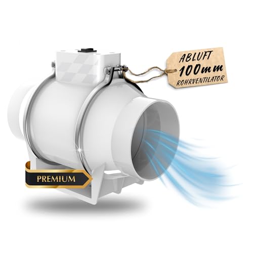 TronicXL Turboventilator Axial Rohrventilator 100mm leise I Rohrlüfter Abluftventilator Abluft/Zuluft Lüfter Ventilator Bad Küche Garage Rauchabzug Werkstatt von TronicXL