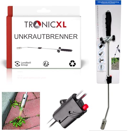 TronicXL Unkrautbrenner Gasbrenner Unkrautvernichter Brenner Abflammgerät Bajonettanschluss Piezo Zündung (Unkrautbrenner) von TronicXL