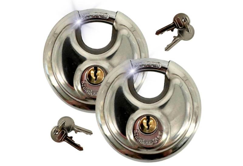TronicXL Vorhängeschloss 2x Rundbügelschloss Set Sicherheits Vorhängeschloss Edelstahl Keller, (2-tlg), aus gehärtetem Edelstahl rostfrei von TronicXL