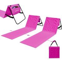 Strandmatte 2er Set klappbar mit Rückenlehne, Strandliege mit Gurt, tragbar, rosa von Tronitechnik