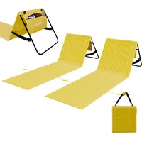 Strandmatte 2er-Set klappbar mit Rückenlehne & Gurt, tragbar für Strand & Garten, Gelb von Tronitechnik