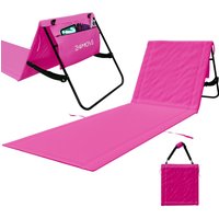 Strandmatte klappbar mit Rückenlehne, tragbare Strandliege mit Gurt, rosa von Tronitechnik