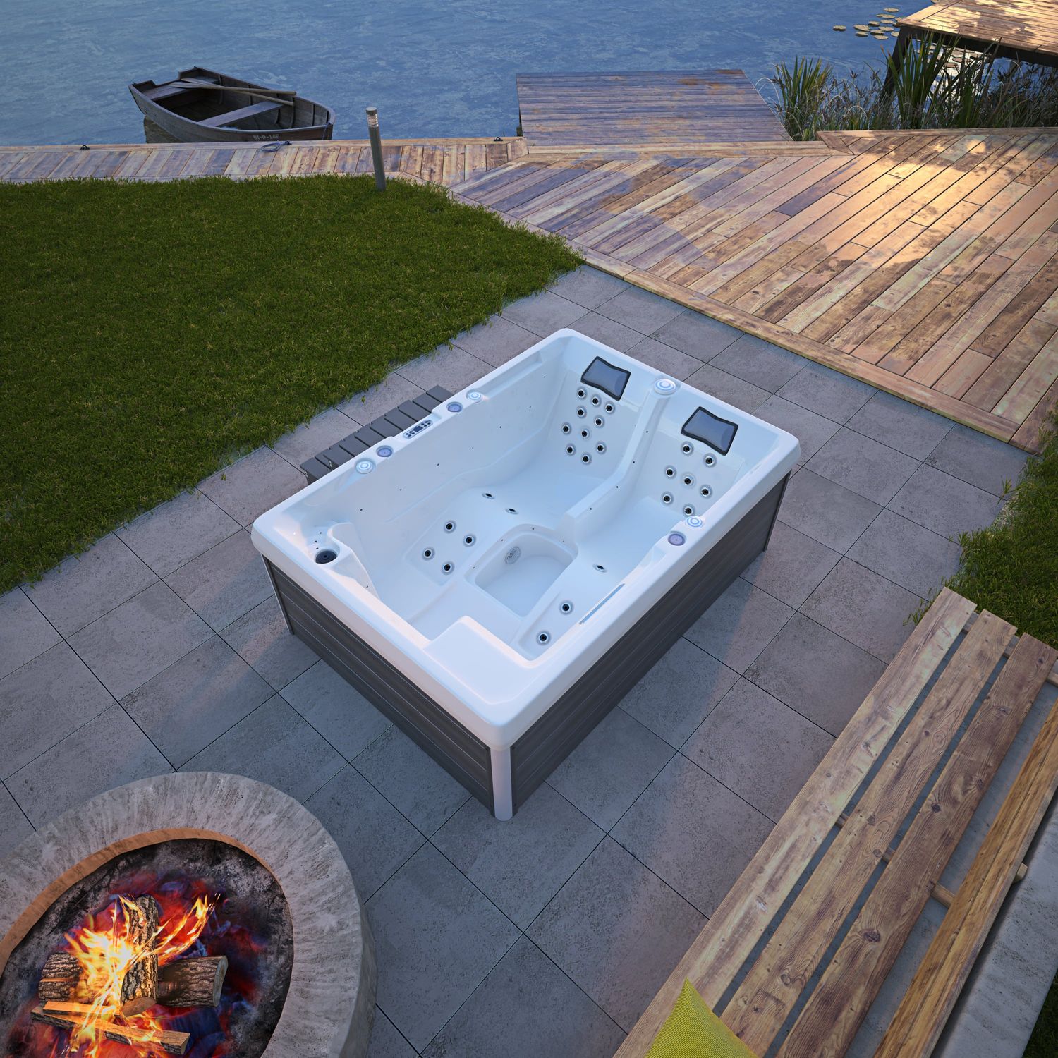 Outdoor Whirlpool Elba weiß 210x150 von Tronitechnik