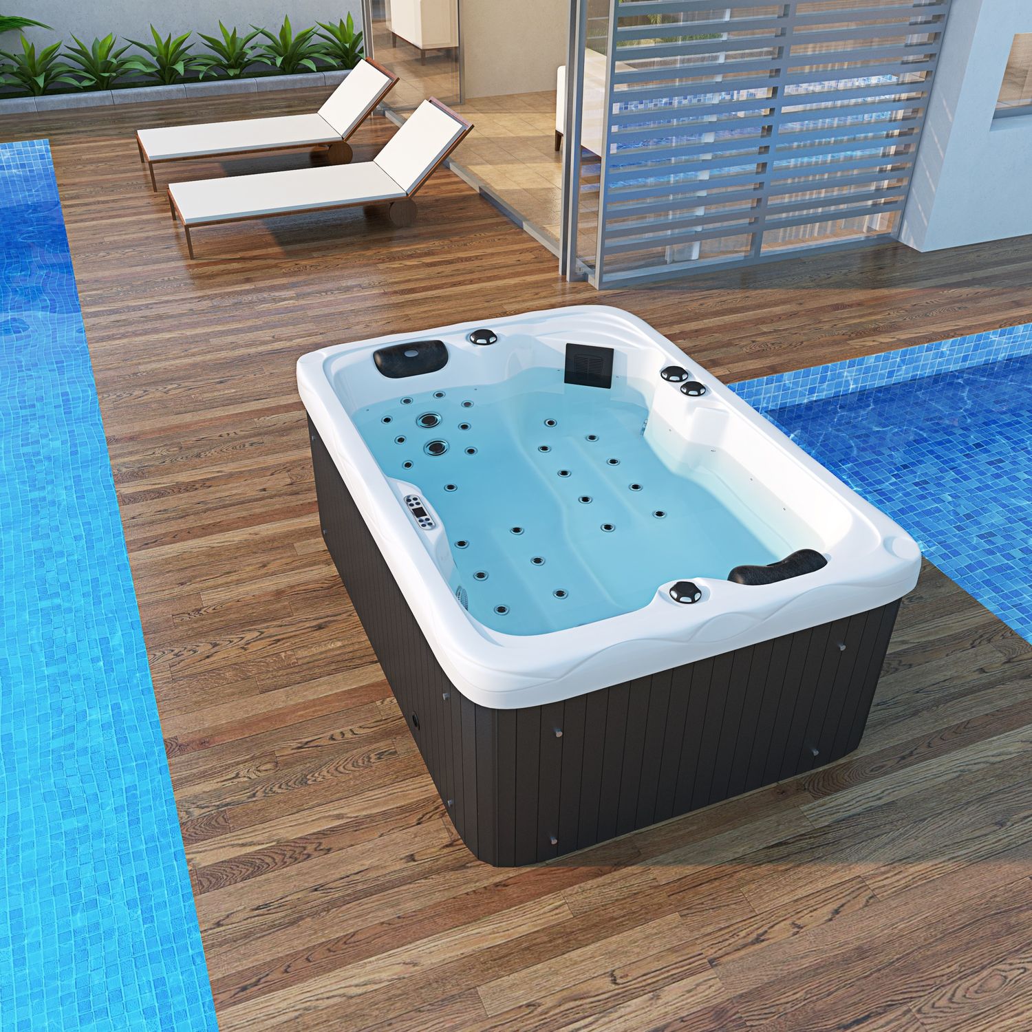 Outdoor Whirlpool LEVANZO weiß 190x135 von Tronitechnik