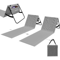 Strandmatte 2er Set klappbar mit Rückenlehne, tragbare Strandliege mit Gurt – Grau von Tronitechnik