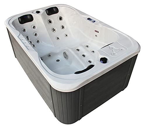 Tronitechnik® Outdoor Whirlpool, 3 Personen, aus hochwertigem Sanitäracryl, Winterfest isoliert, Balboa Spa Heizung und Bedienung, 29 Massagedüsen, 2 Sitzplätze, 1 Liegeplatz, LED, 420Liter von Tronitechnik