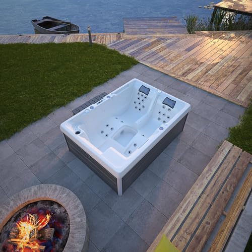 Tronitechnik® Outdoor Whirlpool Spa ELBA Außen Badewanne weiß 210cm x 150cm mit Heizung, Hydromassage, Bluetooth und Farblichtherapie von Tronitechnik