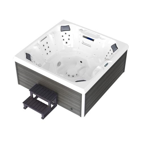 Tronitechnik® Outdoor Whirlpool Spa TORCELLO außen Badewanne weiß 210cm x 210cm mit Heizung, Hydromassage und Farblichtherapie von Tronitechnik