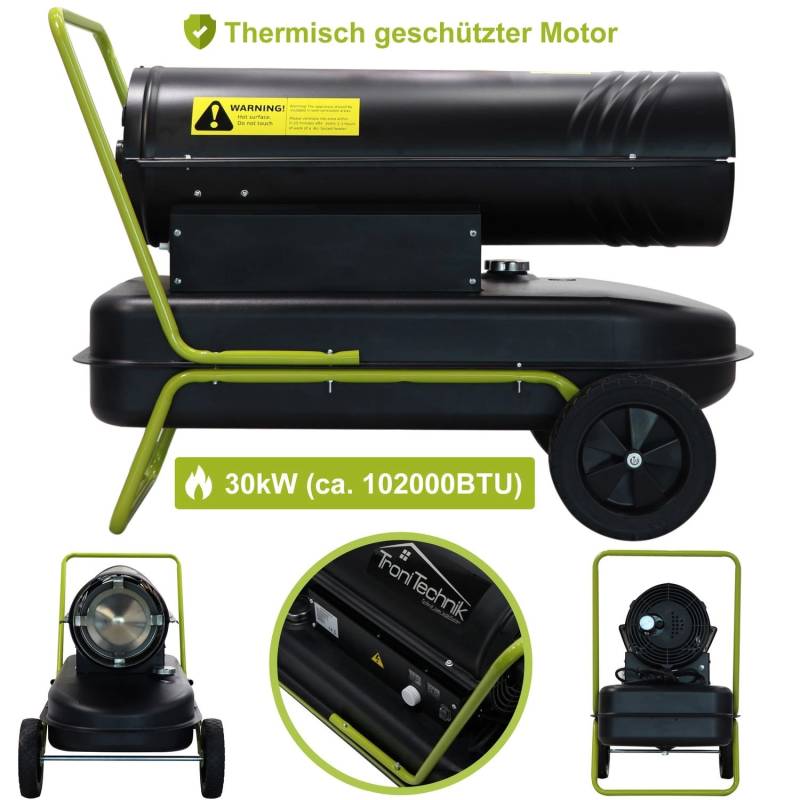 TroniTechnik Diesel Heizkanone Dieselkanone Heizlüfter 30kW Tragegriff Räder von Tronitechnik