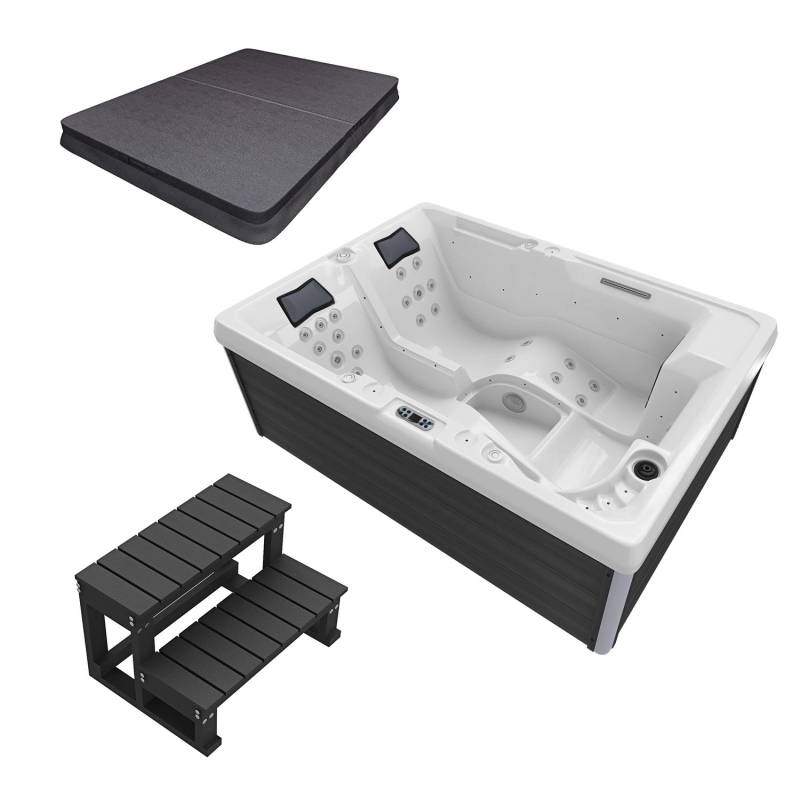 Tronitechnik Outdoor Whirlpool Spa Elba  Aussen Badewanne Weiss 210Cm X 150Cm Mit Heizung Hydromassage Bluetooth Tronitechnik Outdoor Whirlpool Spa Elba Weiss 210Cm X 150Cm Heizung Hydromassage Bluetooth Treppe Und Thermoabdeckung von Tronitechnik