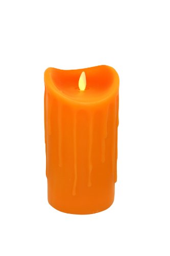 Tronje LED Echtwachskerze mit Timer - 18 cm Kerze Orange Wachstropfen mit beweglicher Flamme von Tronje