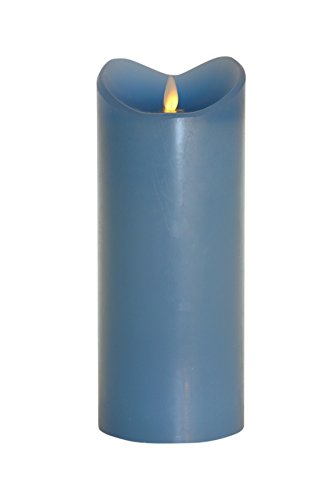 Tronje LED Echtwachskerze mit Timer - 23 cm Kerze Hellblau mit beweglicher Flamme von Tronje