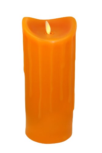 Tronje LED Echtwachskerze mit Timer - 23 cm Kerze Orange Wachstropfen mit beweglicher Flamme von Tronje