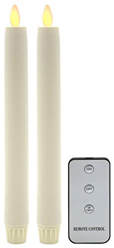 Tronje 2er Set LED Stabkerzen 24cm 5h-Timer Ivory-Creme Kunstkerze Tafelkerze bewegliche flackernde Flamme Bruchsicher von Tronje