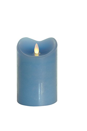 Tronje LED Echtwachskerze mit Timer - 14 cm Kerze Hellblau mit beweglicher Flamme von Tronje