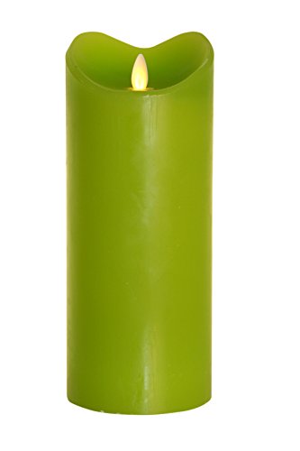 Tronje LED Echtwachskerze mit Timer - 23 cm Kerze Hellgrün mit beweglicher Flamme von Tronje