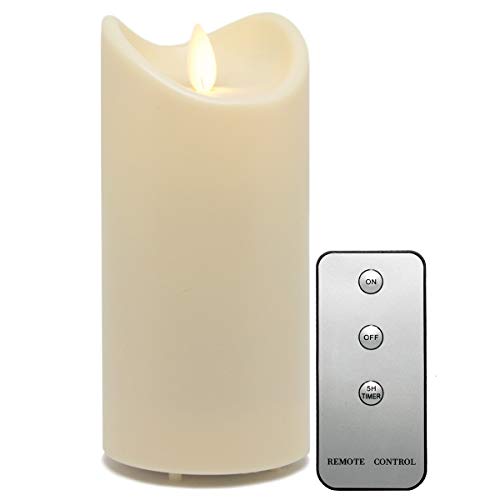 Tronje LED Outdoor Kerze - 15cm Stumpenkerze Creme-Weiß mit Timer u. Fernbedienung - bewegliche Flamme - IP44 UV Hitzebeständig von Tronje