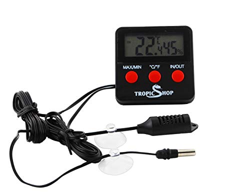Digitales Thermometer und Hygrometer für Terrarium mit Fernfühler mit Min - / Max Funktion von TropicShop