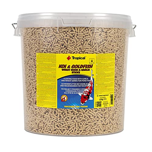 Schwimmendes Knoblauchfutter für Fische im Teichwasser KOI&Goldfish Wheat Germ&Garlic Sticks 21L / 1,6kg von Tropical