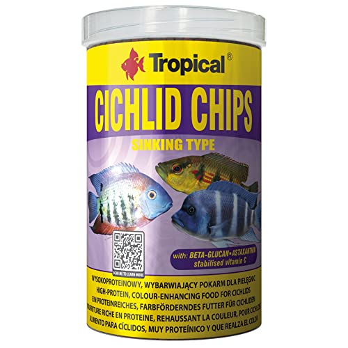 Tropical Cichlid Chips - langsam sinkende, zutatenreiche Futterchips, 1er Pack (1 x 1 l), 520 g (1er Pack) von Tropical