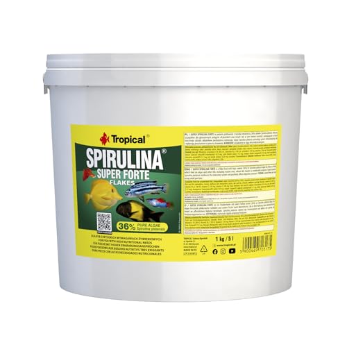 Tropical Super Spirulina Forte Flockenfutter mit 36% Spirulina (Platensis) Anteil, 1er Pack (1 x 5 l) von Tropical