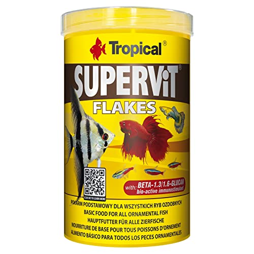 Tropical Supervit Premium Hauptfutter, Flockenfutter für alle Zierfische, 1er Pack (1 x 1 l) von Tropical