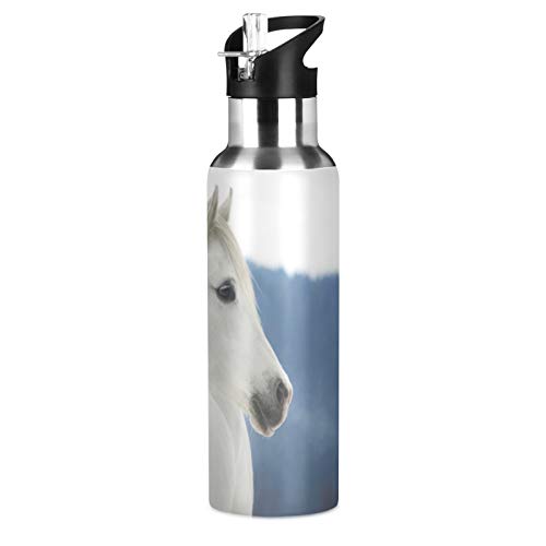 3D Animal Horse Stainless Steel Vacuum Insulated Water Bottle, Sport Drink Bottle with Straw for Camping Running Gym Yoga, 600 ml von TropicalLife