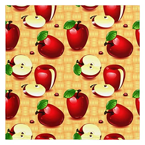 Äpfel Stoffservietten Rote Äpfel Früchte Waschbar Wiederverwendbare Küche Esstisch Servietten 1er Set 50x50cm von TropicalLife