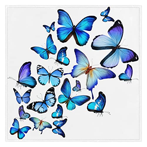 Blaue Schmetterling Küche Stoffservietten 6er Set Schmetterling 50x50cm Waschbar Wiederverwendbare Tischservietten für Hotel Restaurant Hochzeit Event Party von TropicalLife