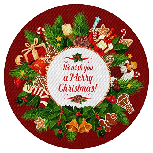 Christmas Happy Platzset Rund Set von 6 Winter Weihnachten Tischsets Hitzebeständig Leicht zu Reinigen Rutschfest PVC Tischset für Küche Essen Christmas Happy Platzset Rund Set von 6 Winter Weihnachten Tischsets Hitzebeständig Leicht zu Reinigen Rutschfest PVC Tischset für Küche Essen von TropicalLife