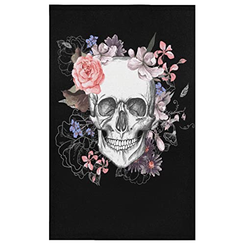 Day Of The Dead Suger Skull Blumen Küchenhandtuch Set mit 4 weichen Handtüchern zum Trocknen von Geschirr, saugfähiges Geschirrtuch zum Kochen, Badezimmer, 45,7 x 71,1 cm von TropicalLife