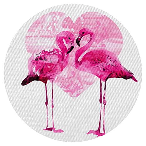 Flamingo Platzdeckchen, rund, 4 Stück, Flamingo-Herz-Tischsets, hitzebeständig, leicht zu reinigen, rutschfest, PVC, Tischset für Küche, Esszimmer von TropicalLife