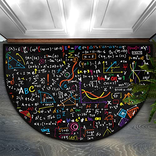 Fußmatte mit mathematischer Formel, halbrund, rutschfeste Gummirückseite, strapazierfähig und langlebig, für den Innen- und Außenbereich, Eingangsbereich, Schmutzfangmatte von TropicalLife