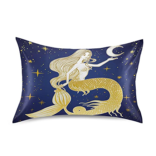 Galaxy Ocean Mermaid Satin Pillowcase for Hair and Skin Soft Anti Wrinkle Envelope Closure Stain Pillow Cover, Standard Size 20x26in, 1pcs von TropicalLife