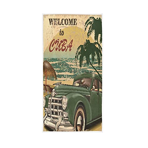 HaJie Mikrofaser-Handtuch Retro Vintage Cuba Auto Handtuch Weiches Gesicht Waschlappen Handtuch für Männer Frauen Gym Bad 76 x 38 cm von TropicalLife