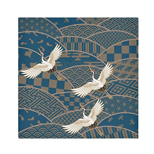 HaJie Servietten Vintage Japanischer Kranich Tier Dinner Serviette Papier Satin Polyester Tuch wiederverwendbare Servietten für Tisch Kinder 50,8 x 50,8 cm, 1 Stück von TropicalLife