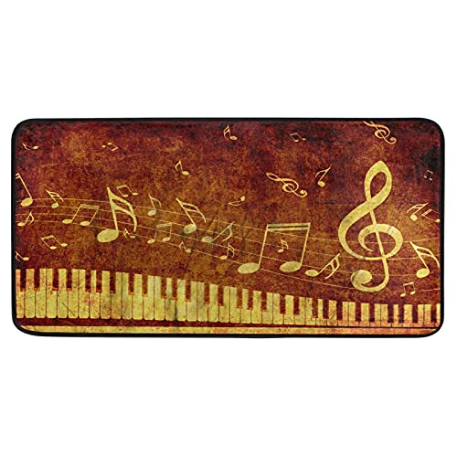 HaJie Vintage Retro Klavier Musik Note Fußmatte Indoor Outdoor rutschfeste personalisierte Küche waschbar Eingangsbereich Teppich Schlafzimmer Lange Fußmatte von TropicalLife