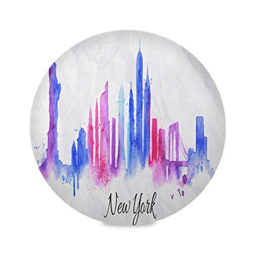 HaJie Wasserfarben American City New York Tischset Set von 1, rutschfest, hitzebeständig, rund, Tischset für Zuhause, Urlaub, Party, Esszimmer Dekoration HaJie Wasserfarben American City New York Tischset Set von 1, rutschfest, hitzebeständig, rund, Tischset für Zuhause, Urlaub, Party, Esszimmer Dekoration von TropicalLife