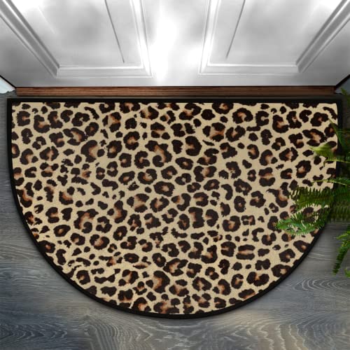 Halbrunde Fußmatte mit Leopardenfelldruck, Retro-Tierdruck, Willkommens-Fußmatten, Teppich für Haustür, Innen- und Außenbereich, Eingang, Zuhause, Küche, Schlafzimmer, 91,4 x 61 cm Halbrunde Fußmatte mit Leopardenfelldruck, Retro-Tierdruck, Willkommens-Fußmatten, Teppich für Haustür, Innen- und Außenbereich, Eingang, Zuhause, Küche, Schlafzimmer, 91,4 x 61 cm von TropicalLife