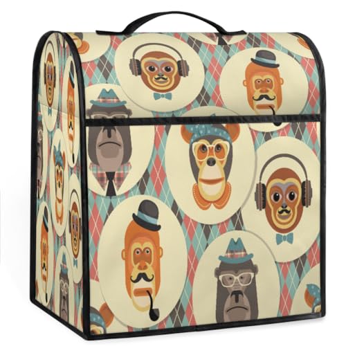 Hipster Pattern Monkey Cover Dust Cover for All 4.4-7.6L Mixer, Monkey Coffee Machine Dust Cover Stand Mixer Dust Cover for Kitchen Mixers Accessories von TropicalLife