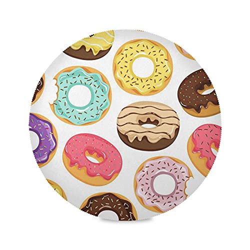 JNlover Bunte süße Donuts Muster Küche Runde Tischsets Set von 1, hitzebeständig, rutschfest, waschbar, Esstischmatten, 39,1 cm von TropicalLife