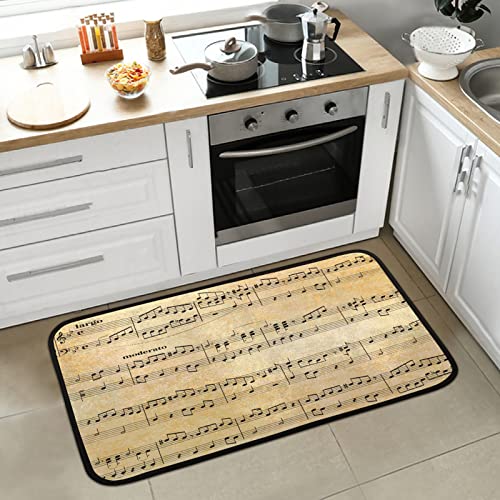 K¨¹chenteppich aus Mikrofaser, rutschfest, Vintage, Noten, K¨¹Che, Bodenmatte, weicher Badvorleger, f¨¹r K¨¹Che, drinnen und drau?en, 99 x 51 cm K¨¹chenteppich aus Mikrofaser, rutschfest, Vintage, Noten, K¨¹Che, Bodenmatte, weicher Badvorleger, f¨¹r K¨¹Che, drinnen und drau?en, 99 x 51 cm von TropicalLife