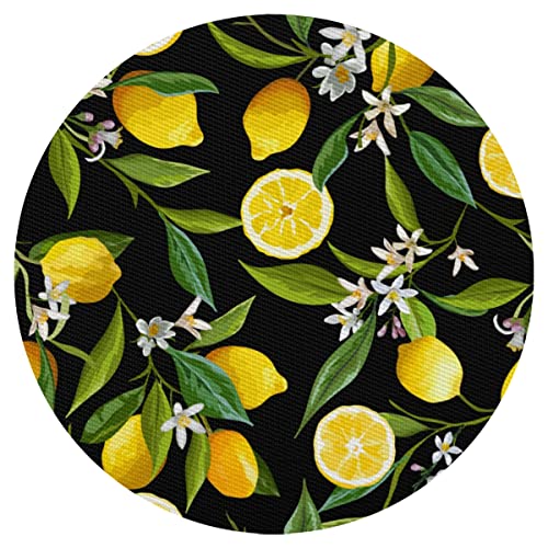 Leaf Flower Lemon Platzset Rund Set von 1 Zitrone Platzdeckchen Hitzebeständig Leicht zu Reinigen Rutschfest PVC Tischset für Küche Essen von TropicalLife
